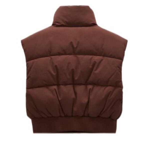 ZARA CROPPED PUFFER VEST SS22 BROWN | 3427/716 size SM - Picture 2 of 5